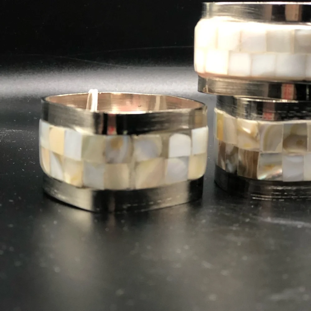 Pier 1 Imports Mother of Pearl Napkin Rings Set of four